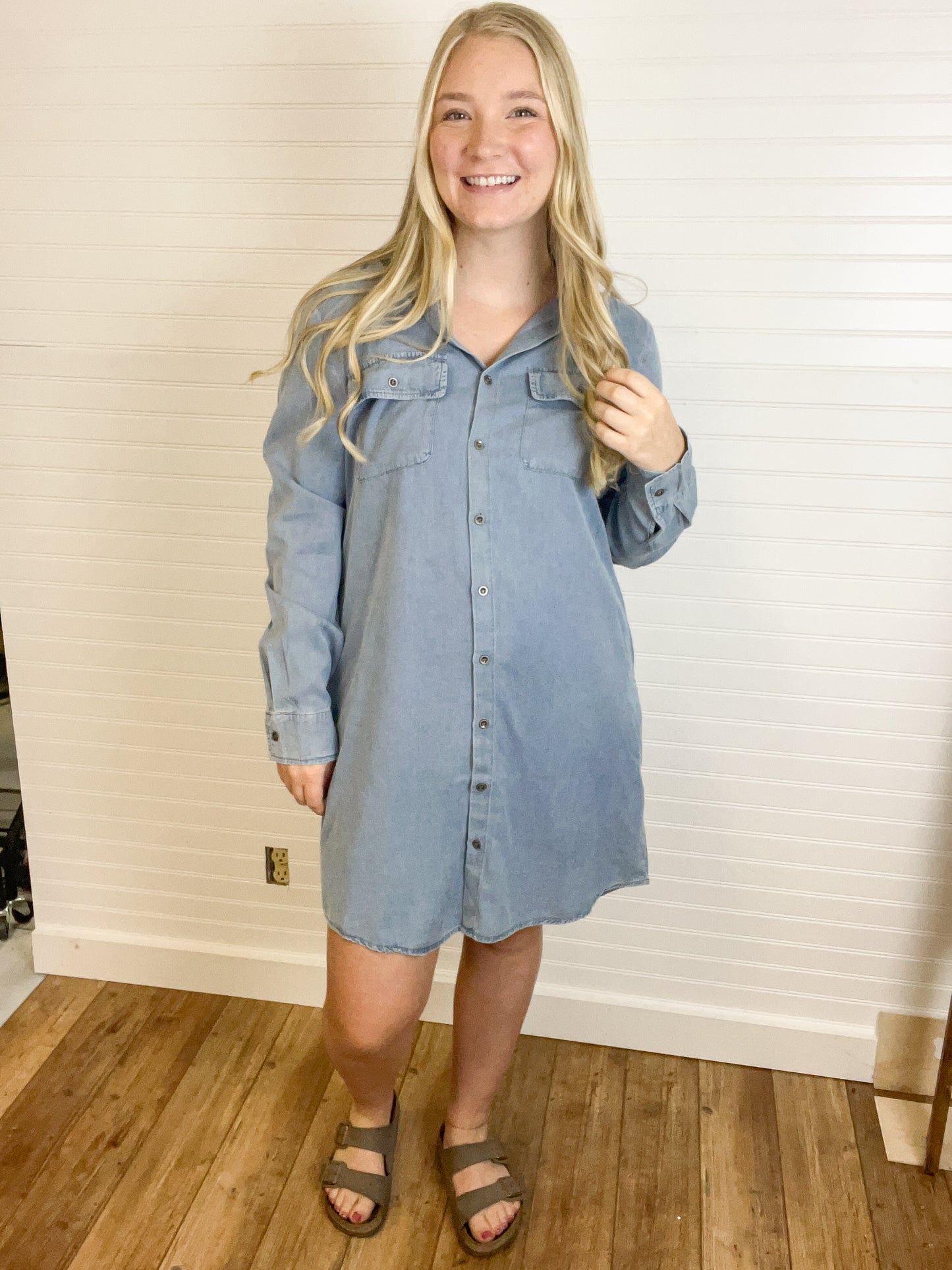 Washed Denim Shirt Dress