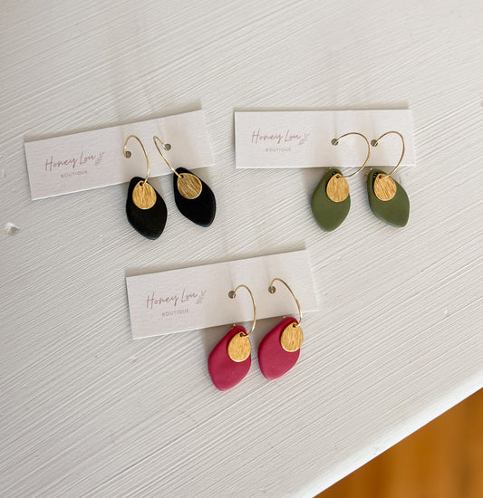 Fall Brushed Teardrop Clay Earrings