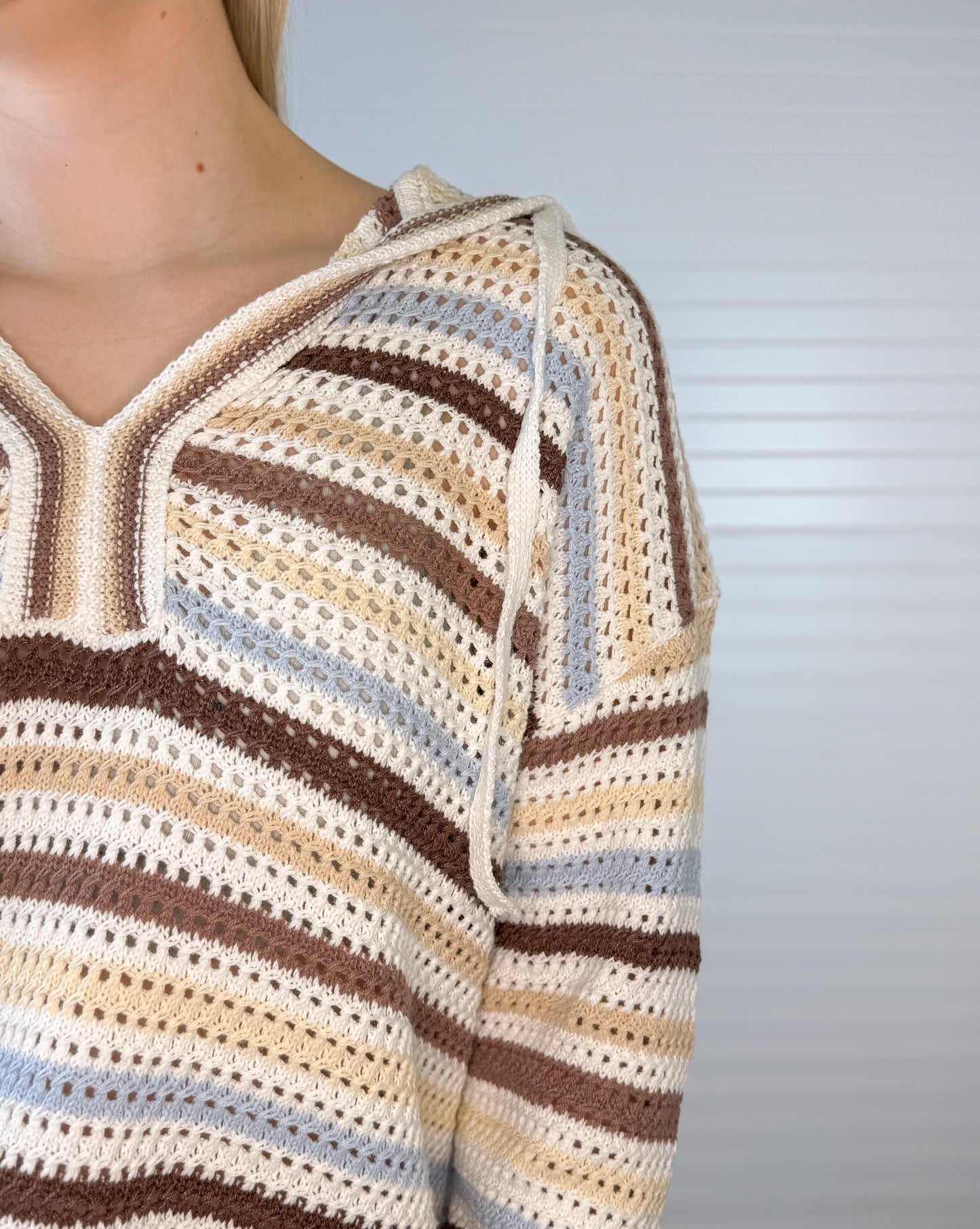 Multi Color Crochet Sweater Hoodie