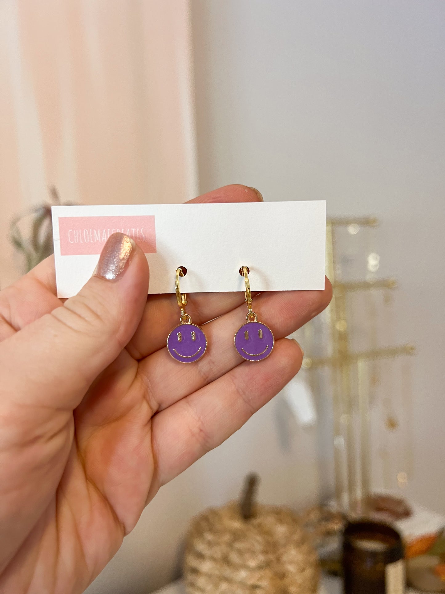 Smiley Huggie Earrings (8 colors)