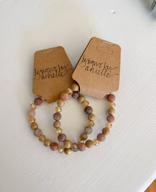 Single Stone Bracelet - Mauve/Beige