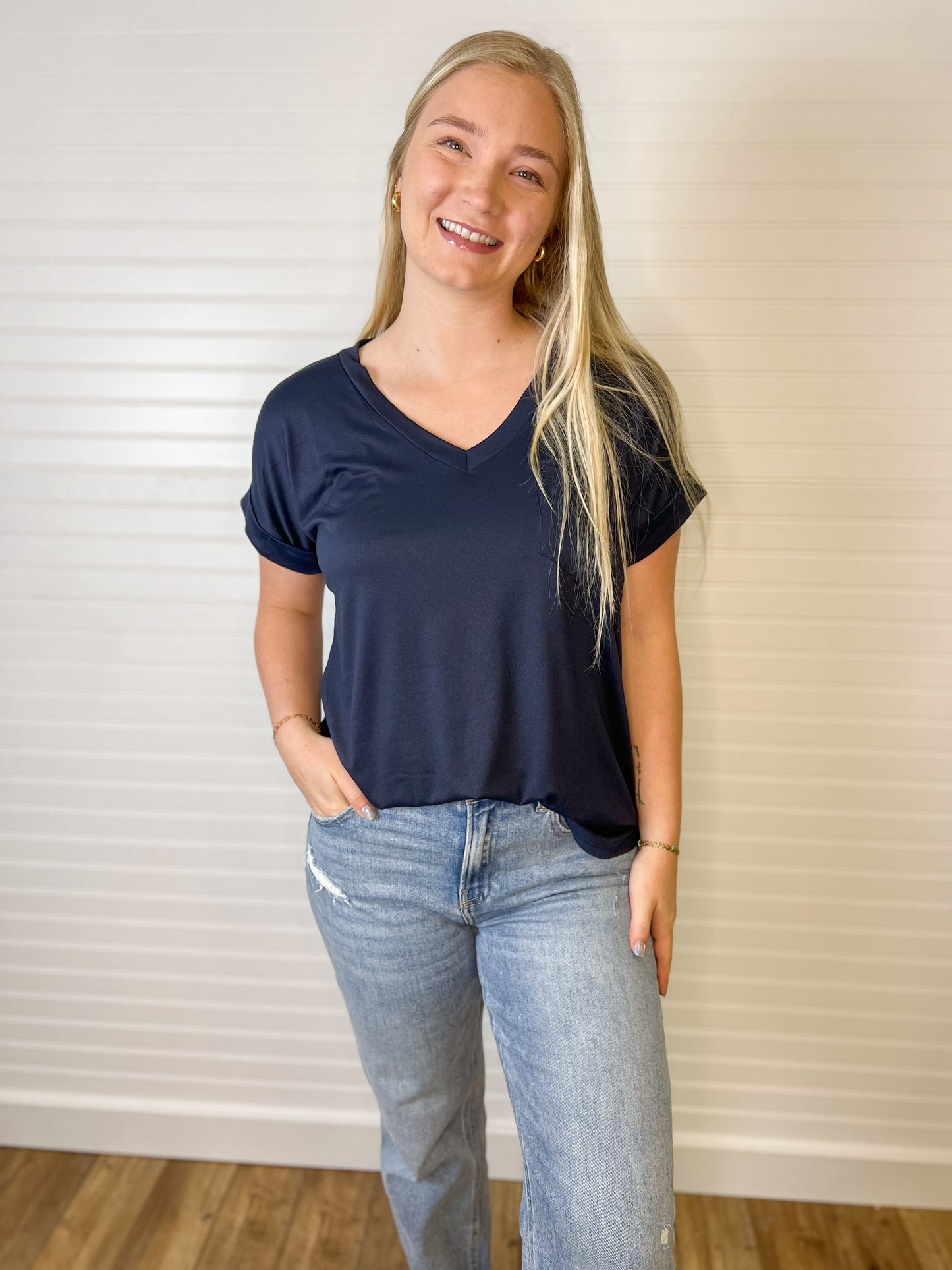 Butter Soft Pocket V-Neck Top (5 colors)