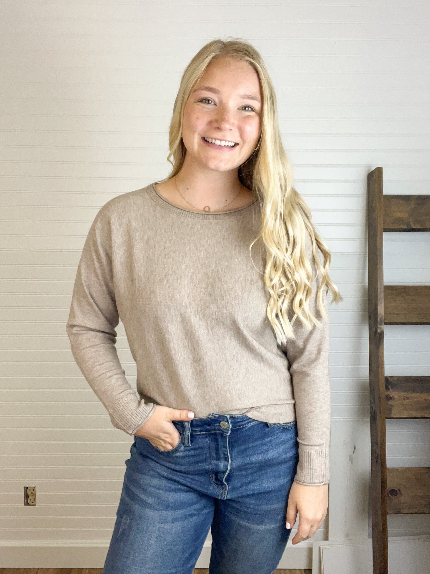 Wide Neck Dolman Sweater (2 colors)