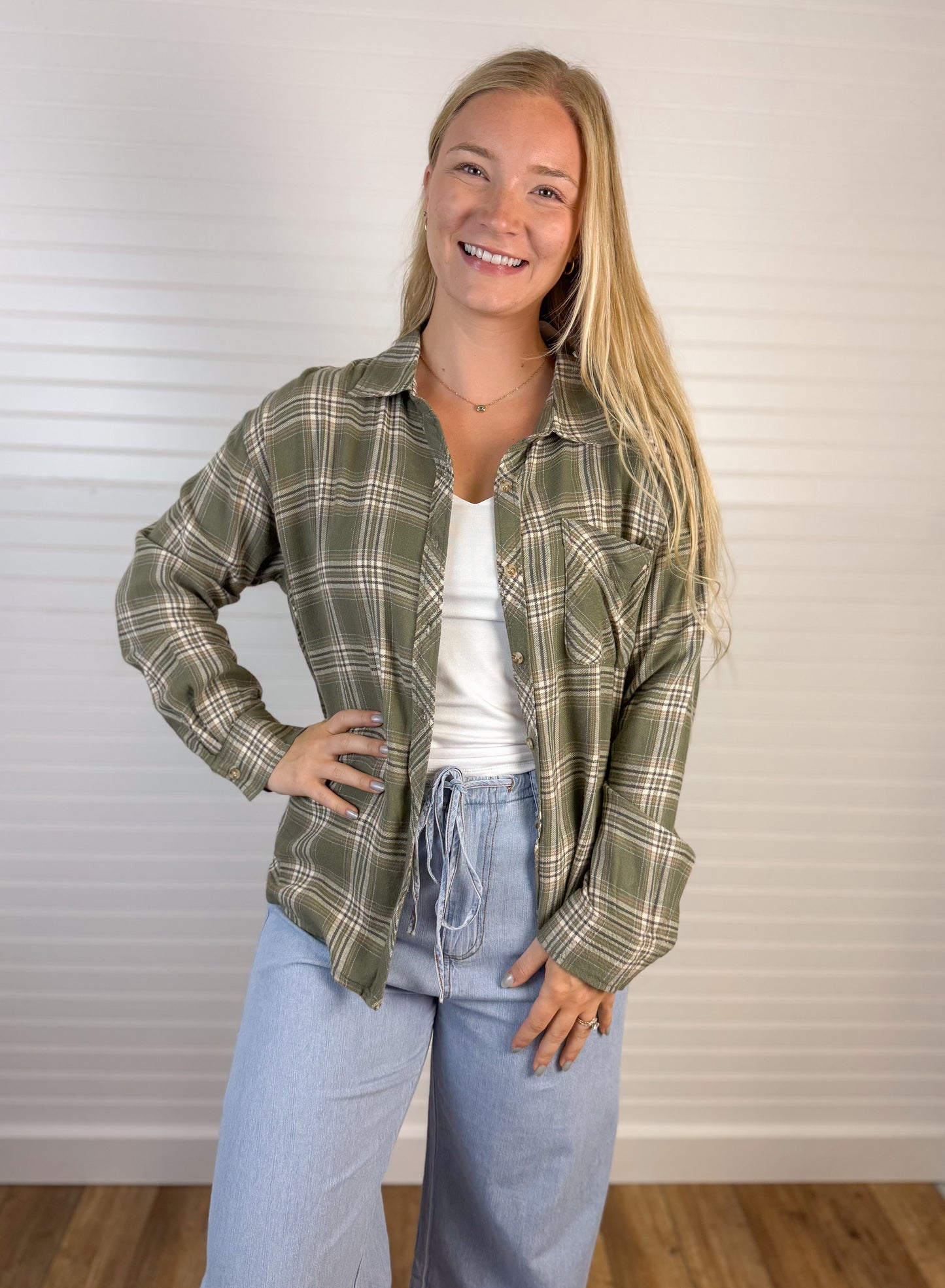 Soft Plaid Flannel Long Sleeve - Olive