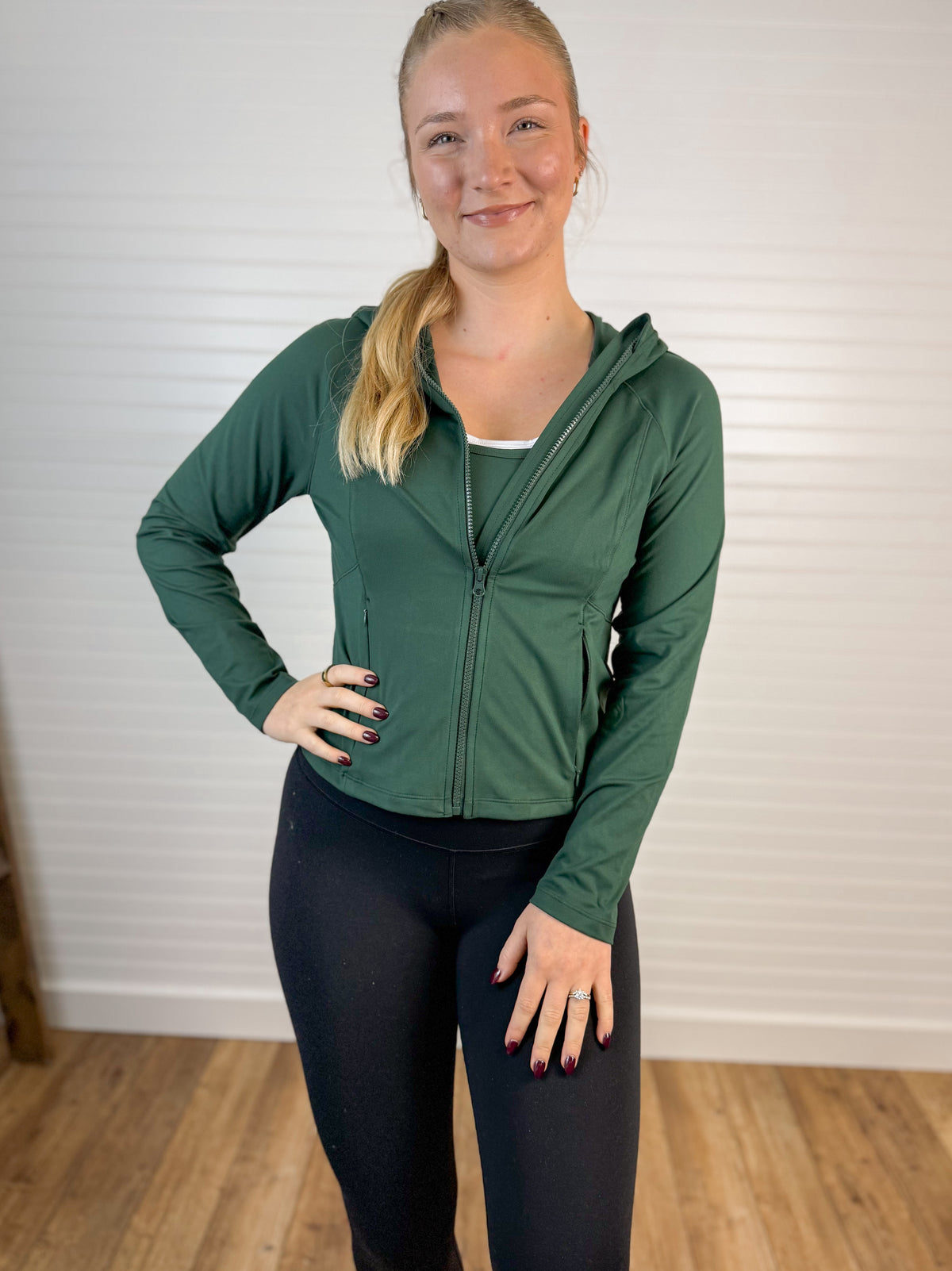 Soft Zip-Up Hooded Jacket - Hunter Green