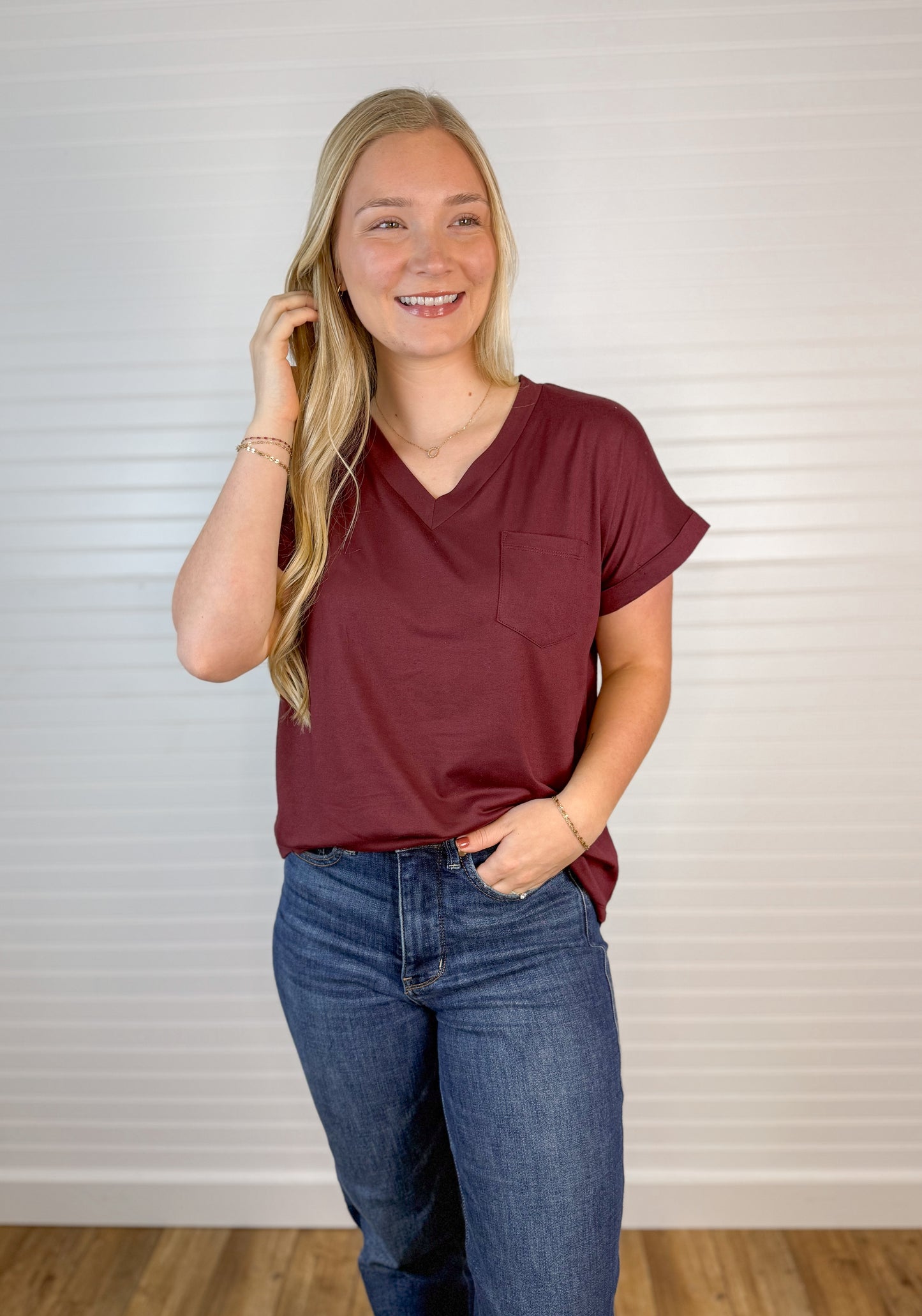 Butter Soft Pocket V-Neck Top (5 colors)