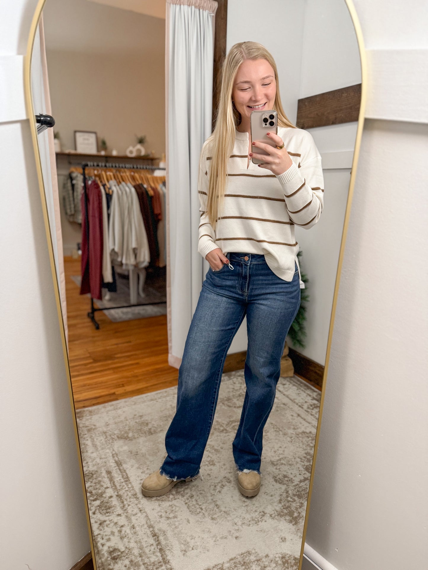 High Rise Crop Boyfriend Cuffed Denim