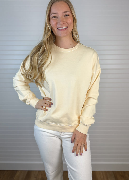 Garment Dye Cotton Terry Pullover - Butter