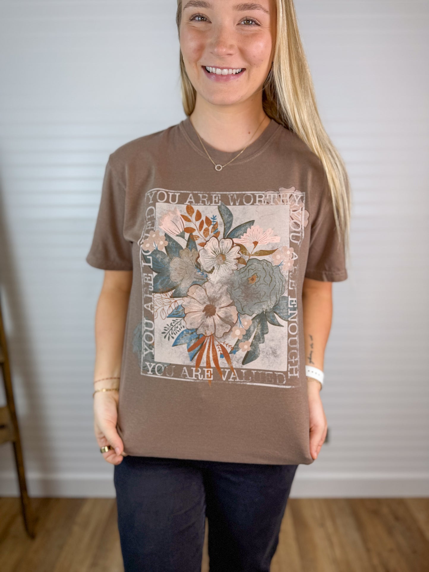 You Are Worthy Graphic Tee - Espresso