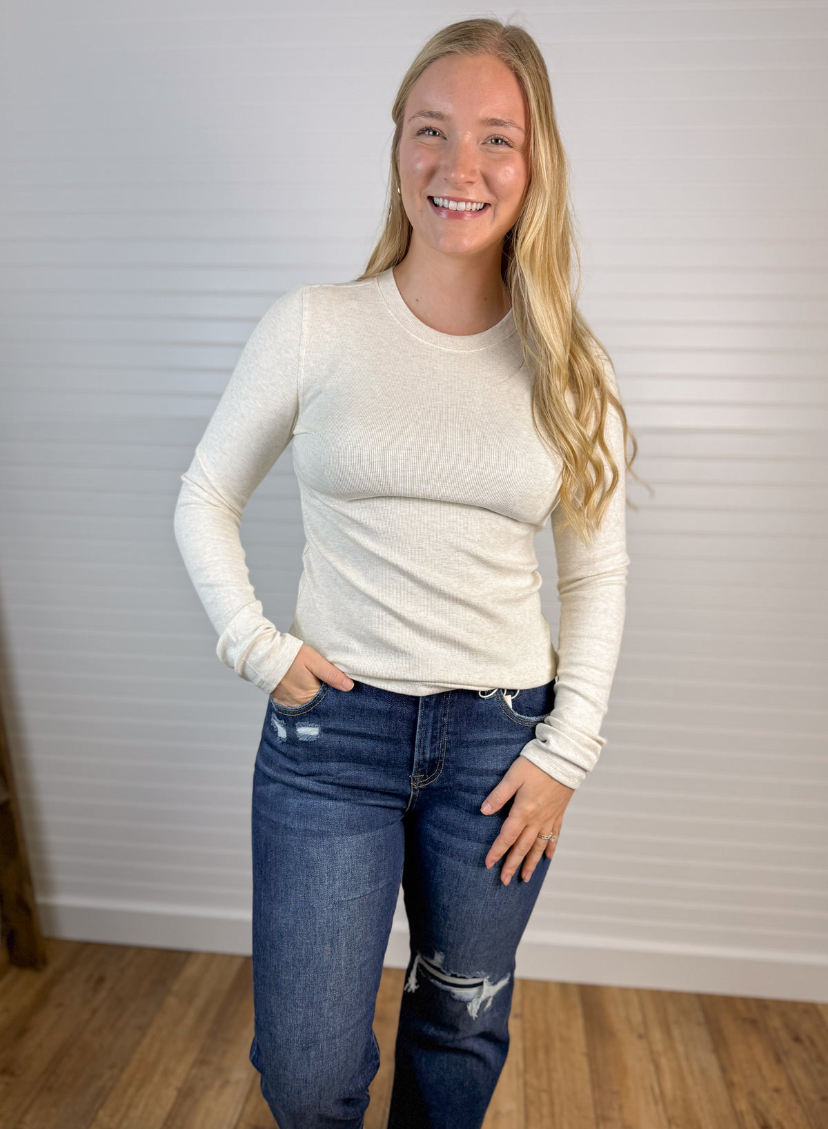 Ribbed Long Sleeve Top (2 colors)