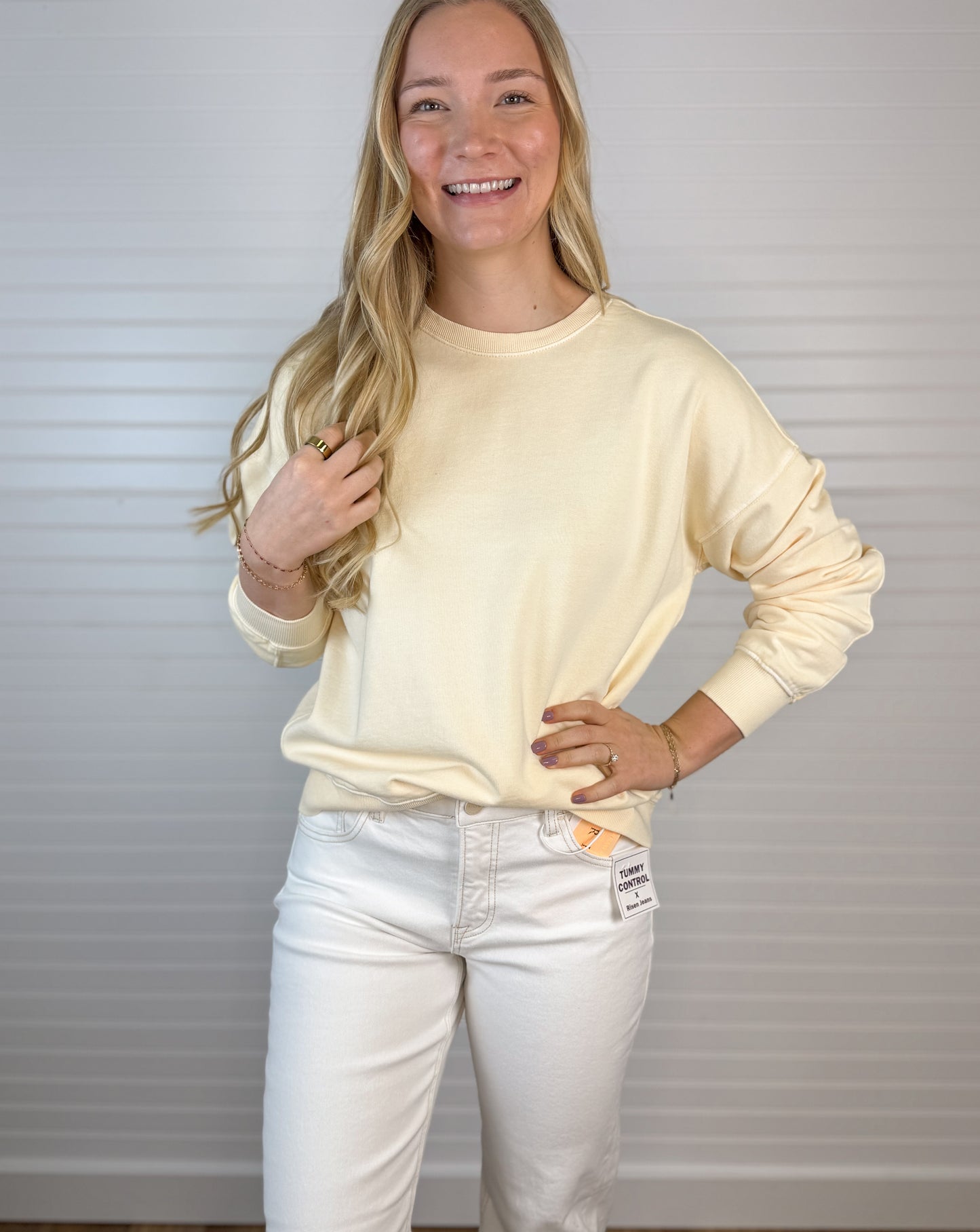 Garment Dye Cotton Terry Pullover - Butter