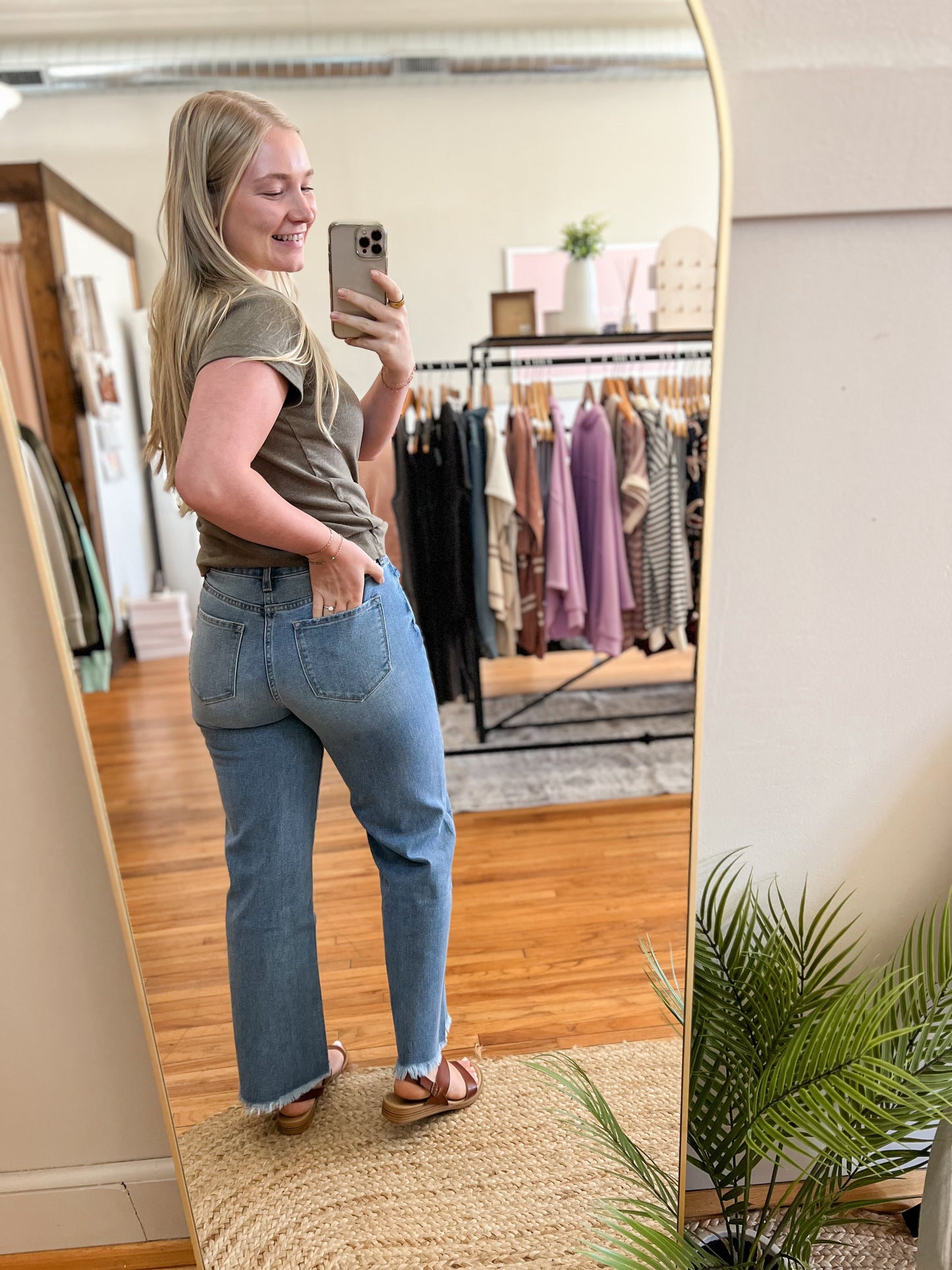 Kancan High Rise Slim Wide Leg Denim