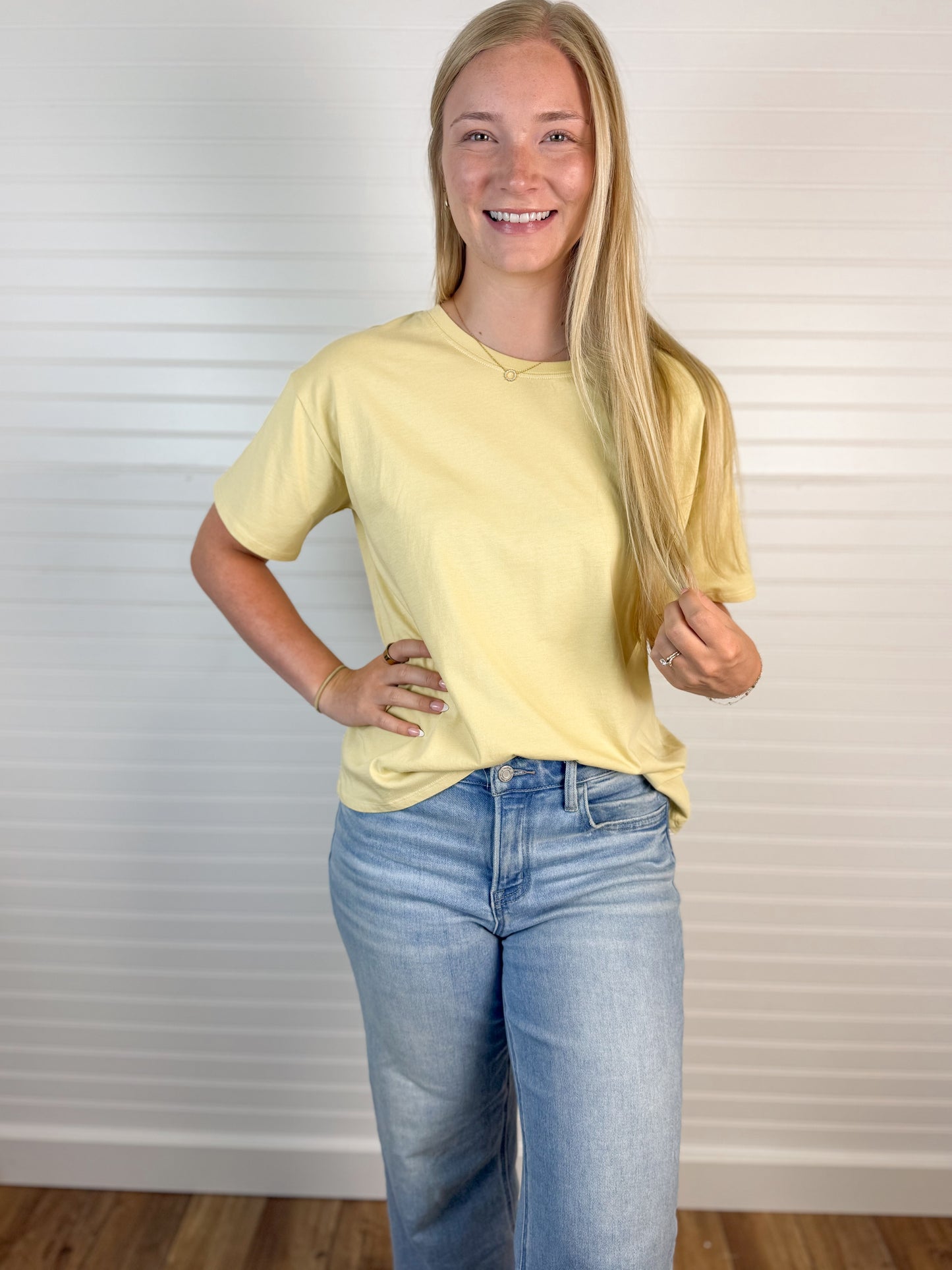 Cotton Jersey Boxy Tee - Dusty Yellow