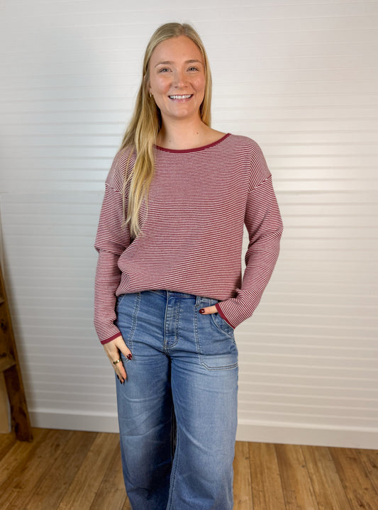 Waffle Knit Long Sleeve - Burgundy