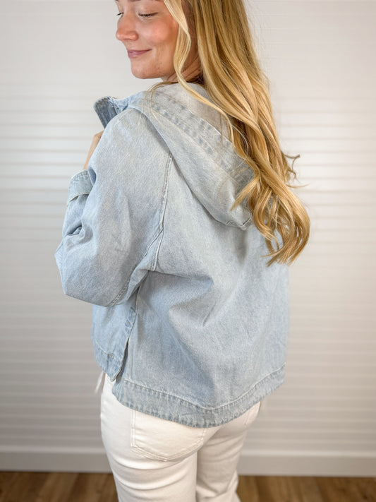 Relaxed Denim Hooded Jacket