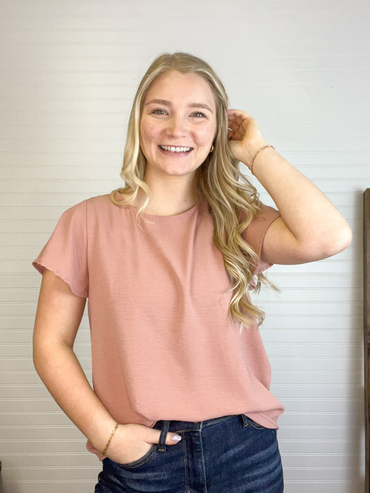 Simple Ruffle Short Sleeve - Mauve