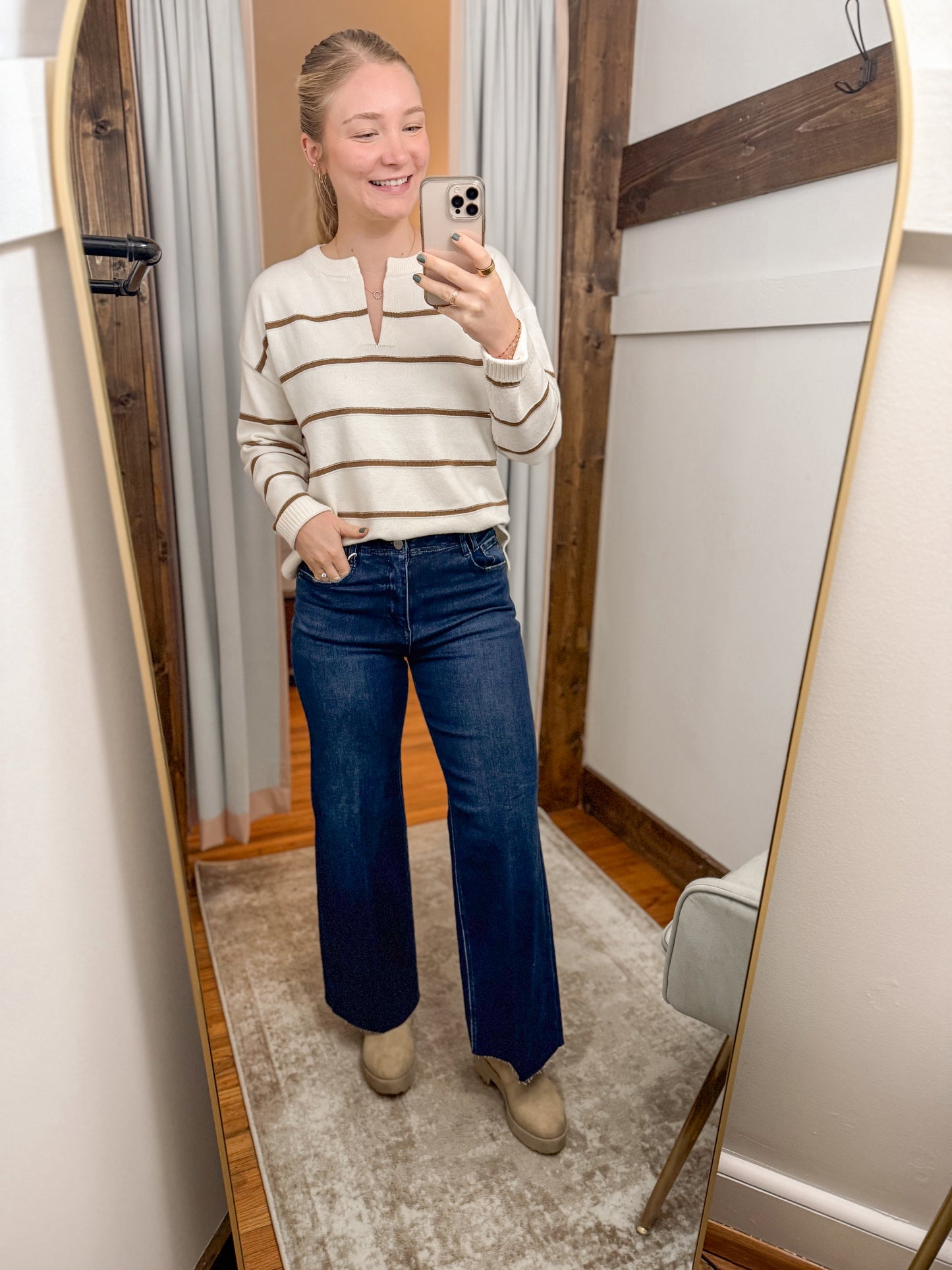 High Rise Ankle Wide Crease Denim