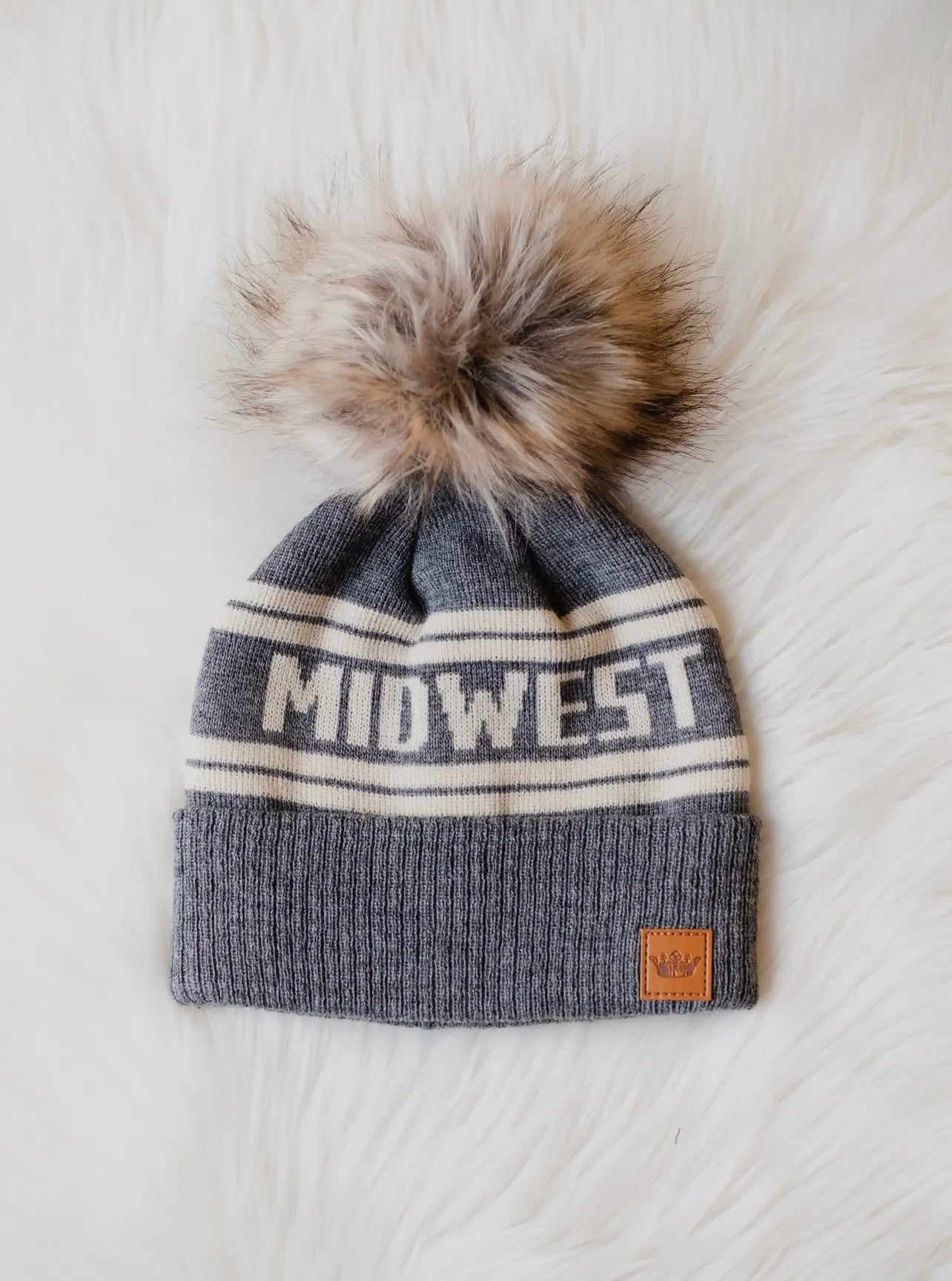 Midwest Knit Hat - Gray/Beige