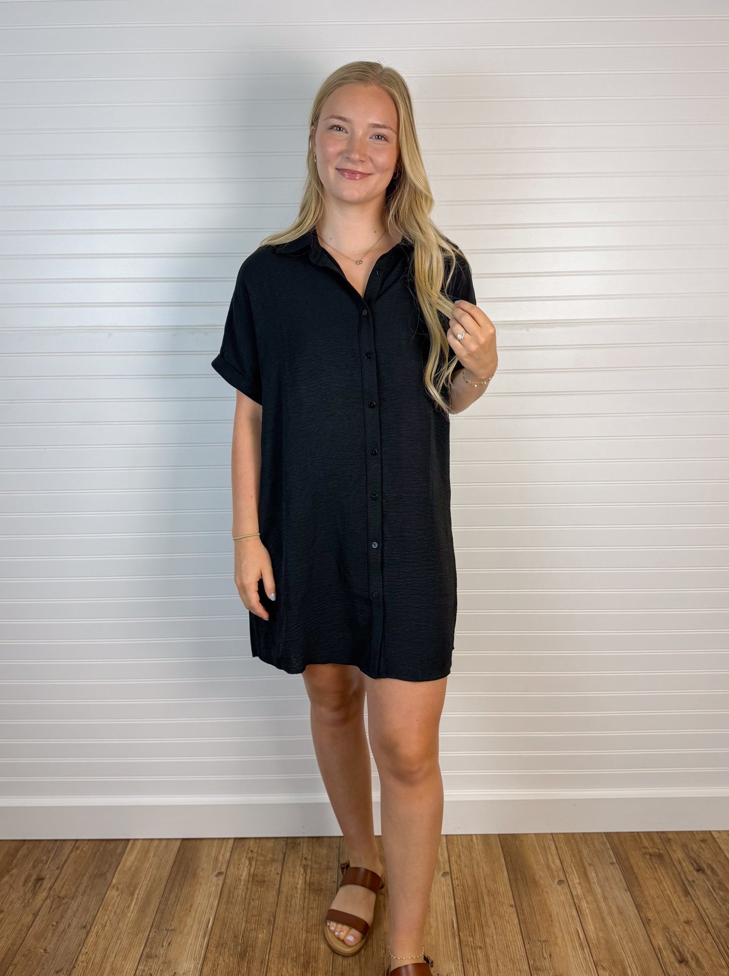 Airflow Dolman Shirt Dress - Black