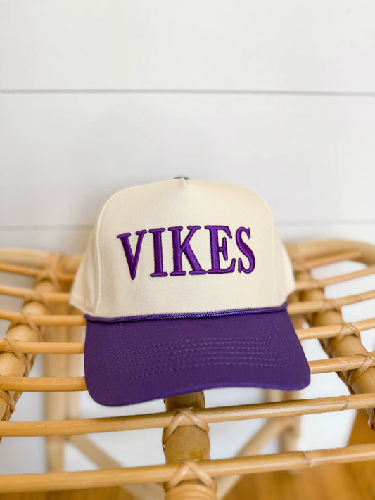 Vikes Embroidered Hat - Purple/Cream