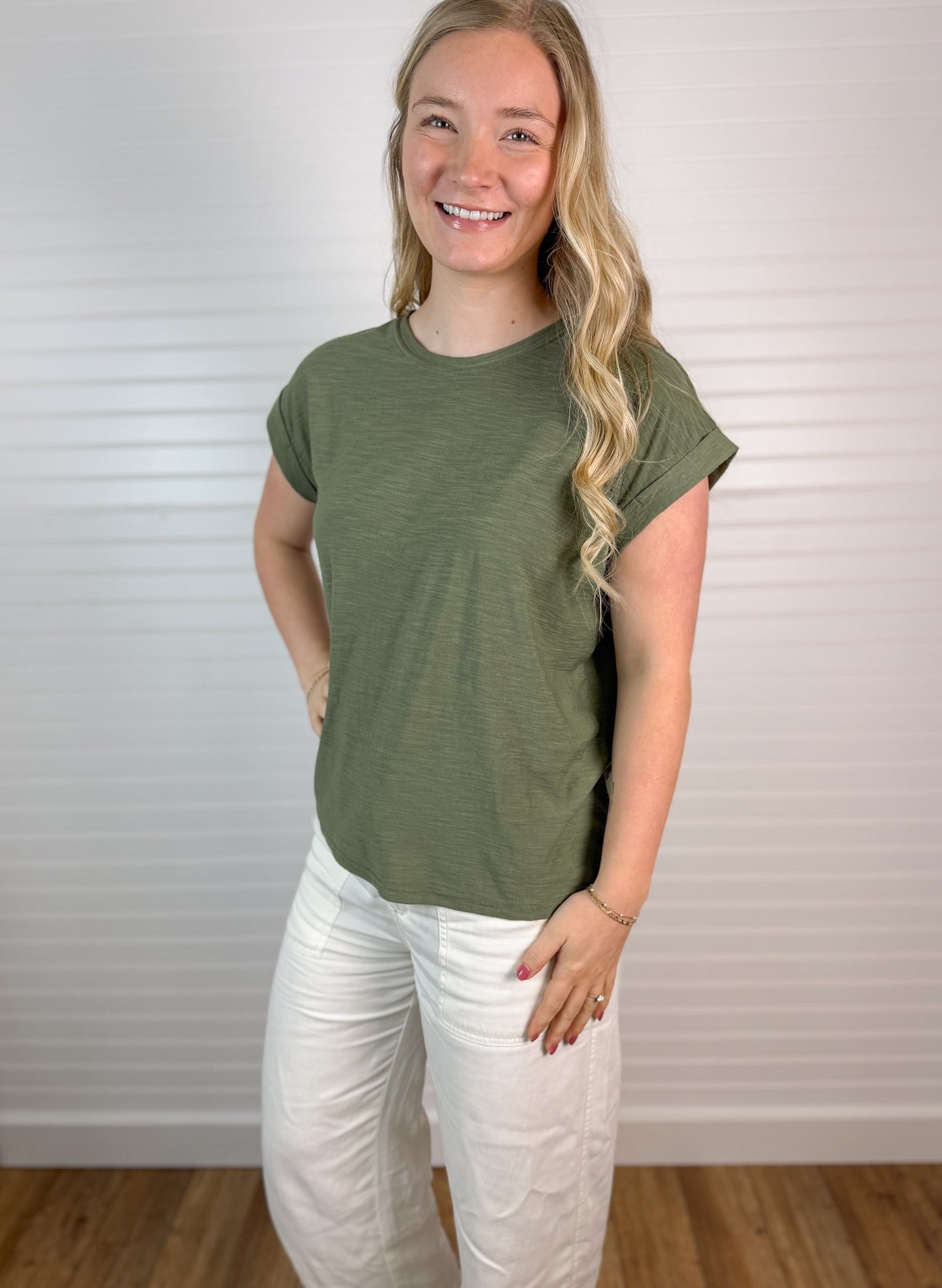 Slub Cuffed Tee (2 colors)