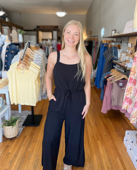 Flowy Leg Jumpsuit - Black