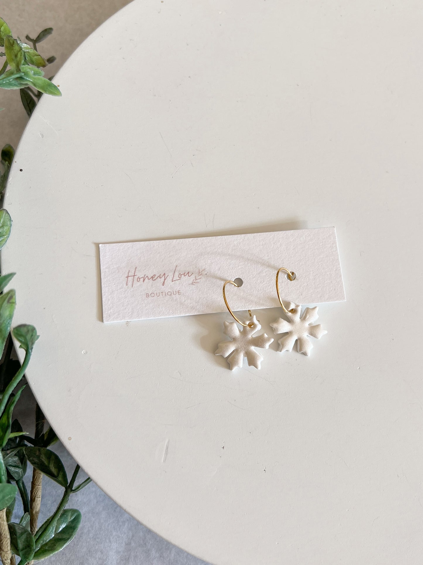 Snowflake Hoop Clay Earrings