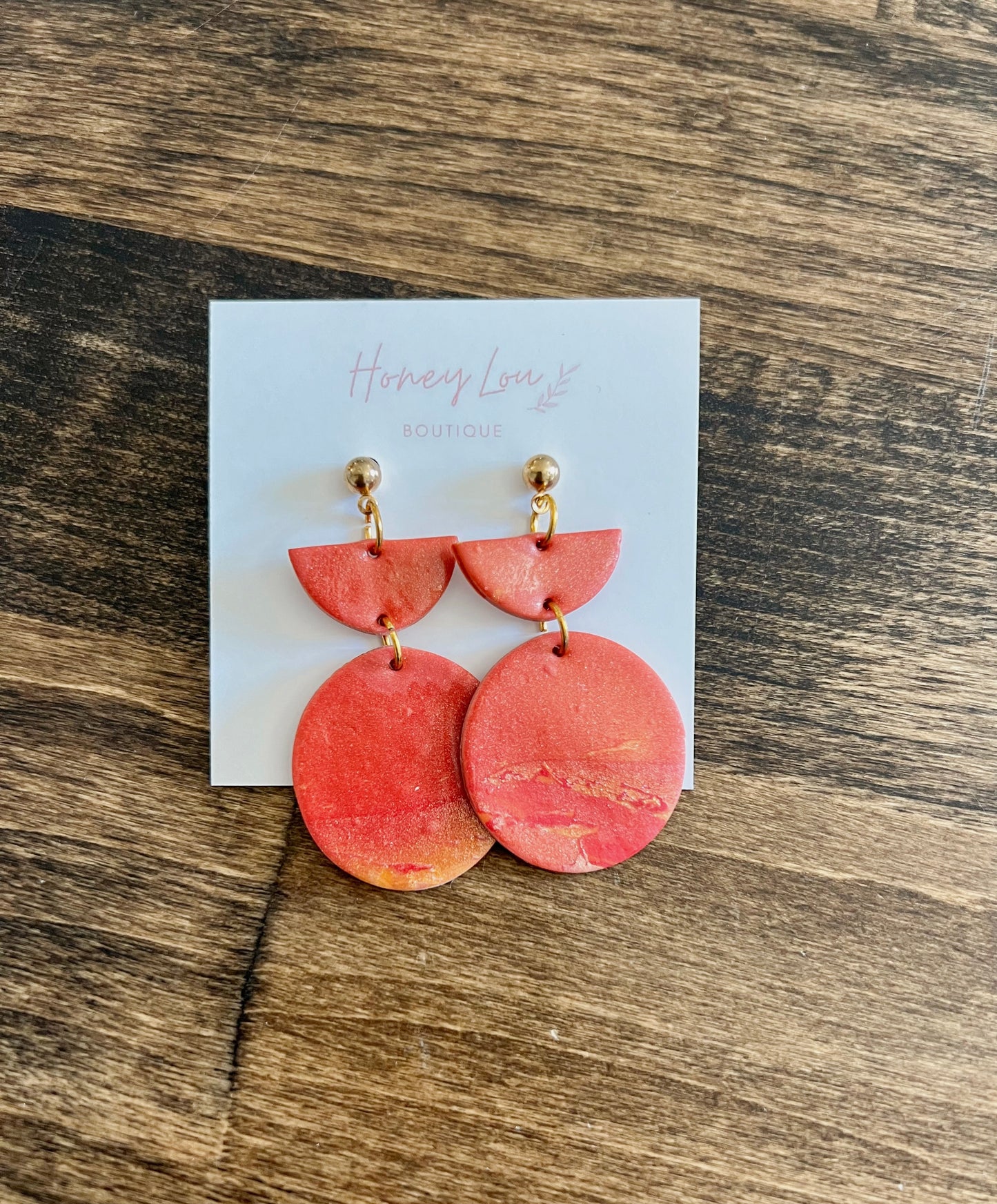 Half Circle Clay Earrings - Sunset Pink