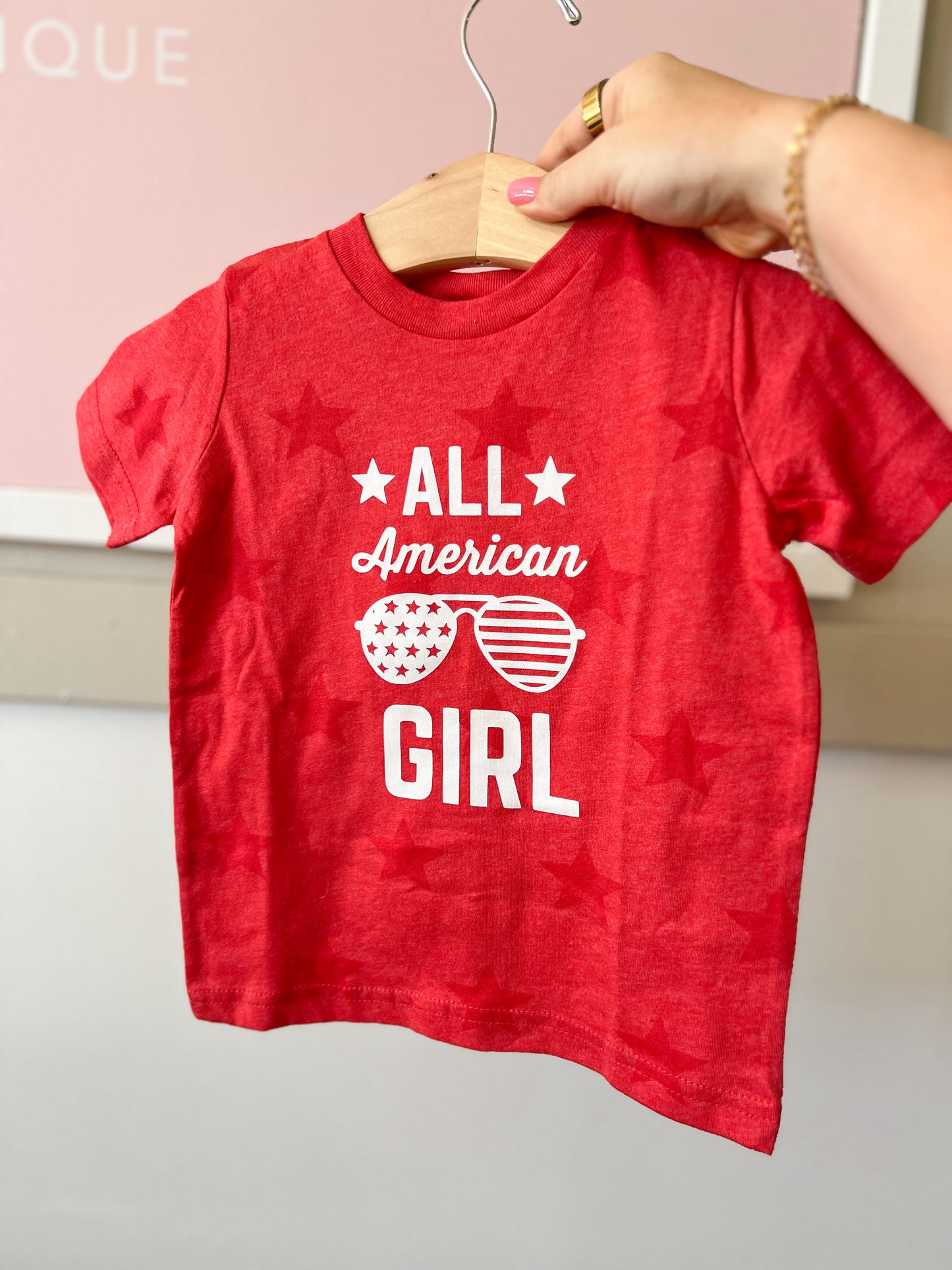 All American Girl Tee - Red Star Print