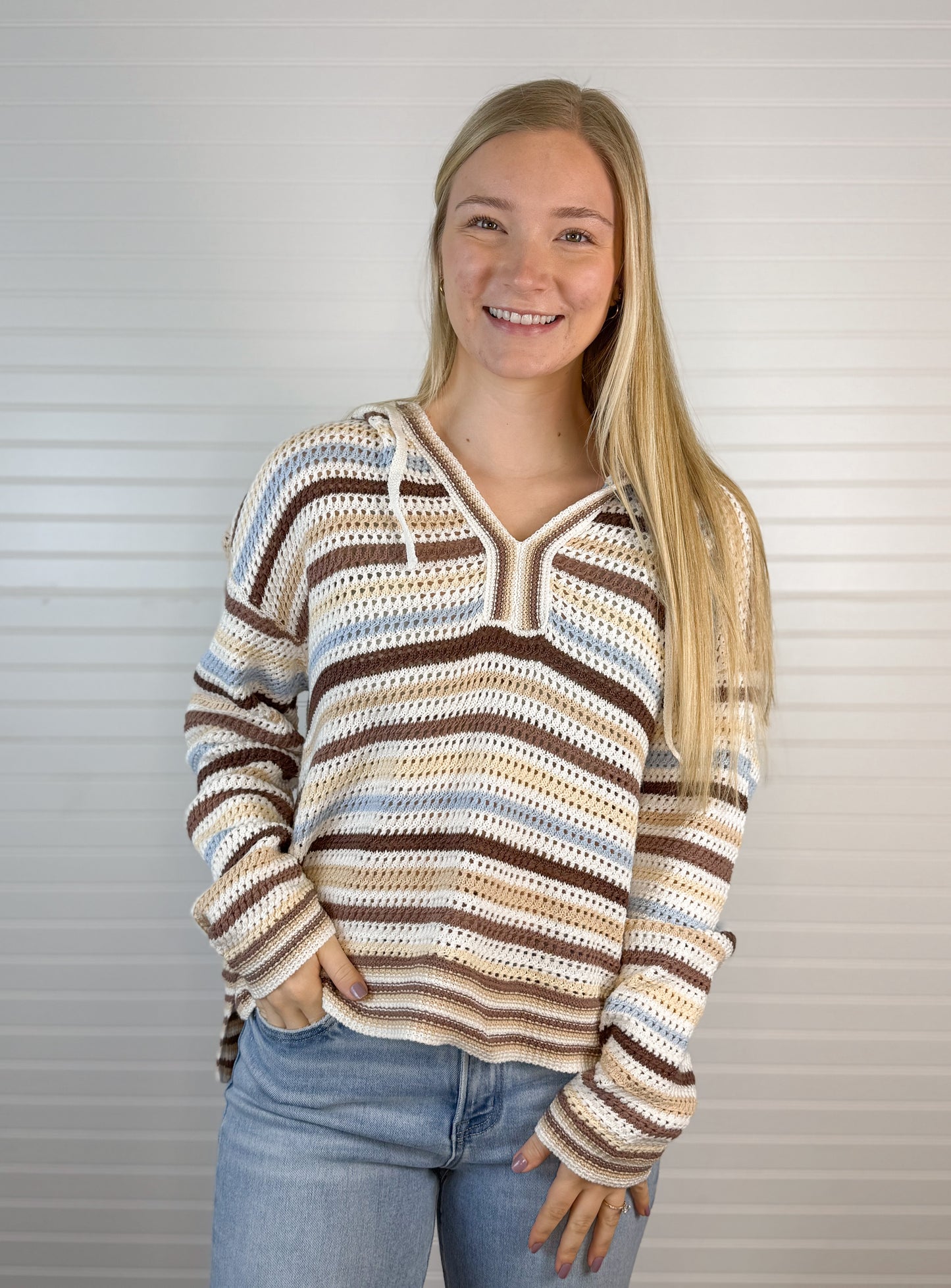 Multi Color Crochet Sweater Hoodie