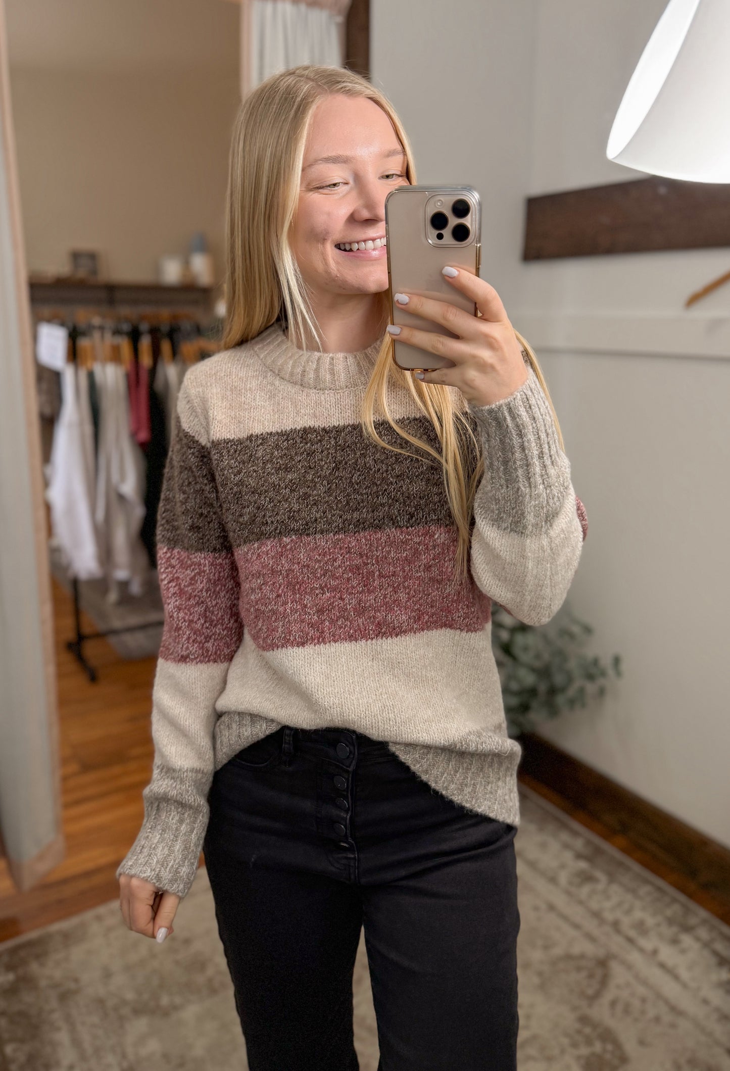 Textured Yarn Color Block Sweater