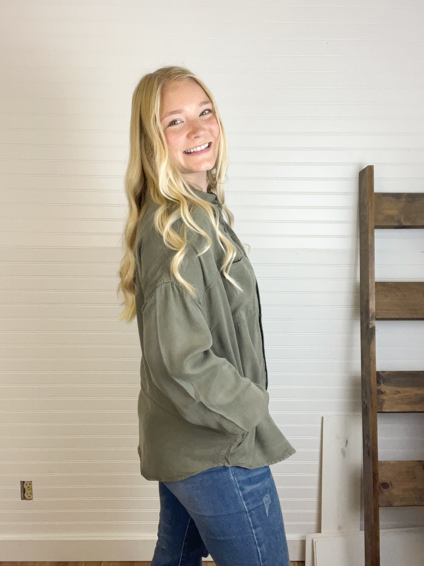 Oversized Tencel Shirt - Olive