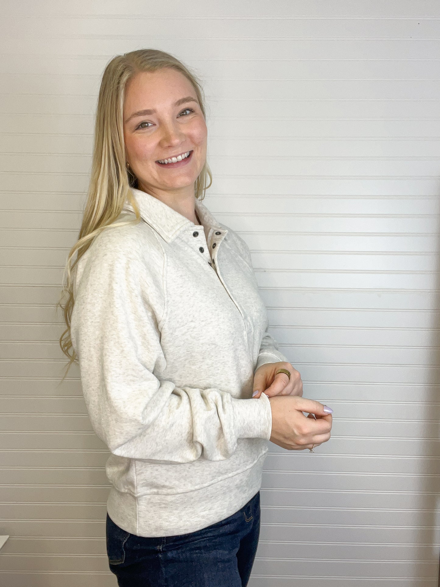 Priscilla Collared Pullover - Heather Gray