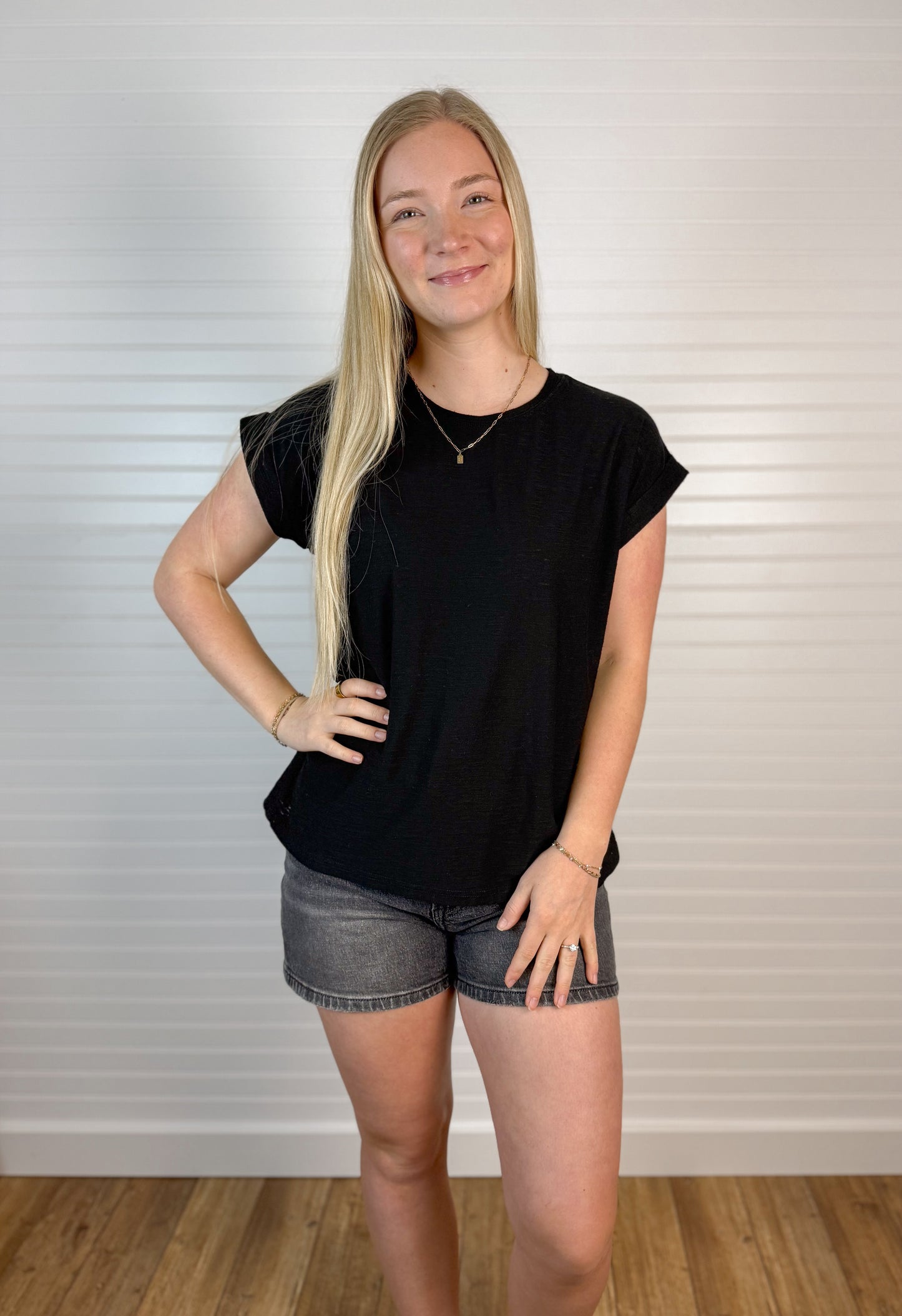 Slub Cuffed Tee (2 colors)