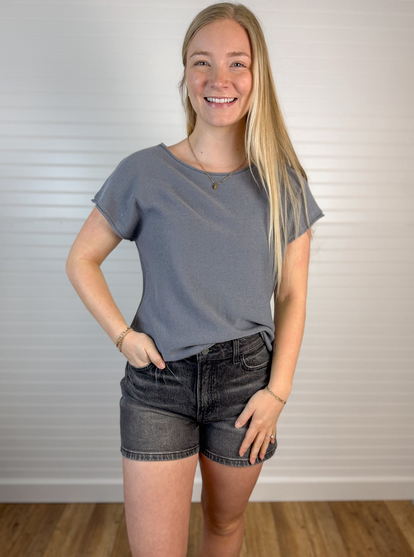 Relaxed Fit Short Sleeve Sweater (2 colors)