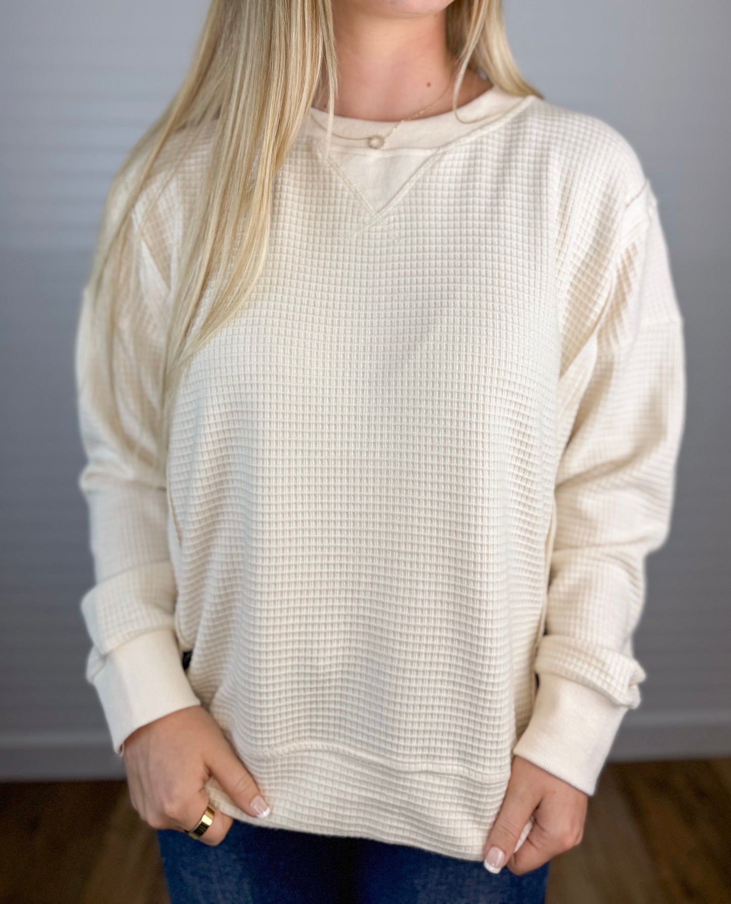 Thermal Crewneck Pullover - Cream