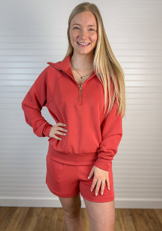Scuba Half Zip Sweatshirt - Brick