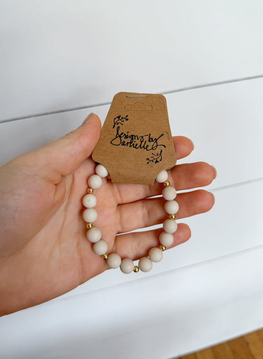 Single Stone Bracelet - Cream/Gold