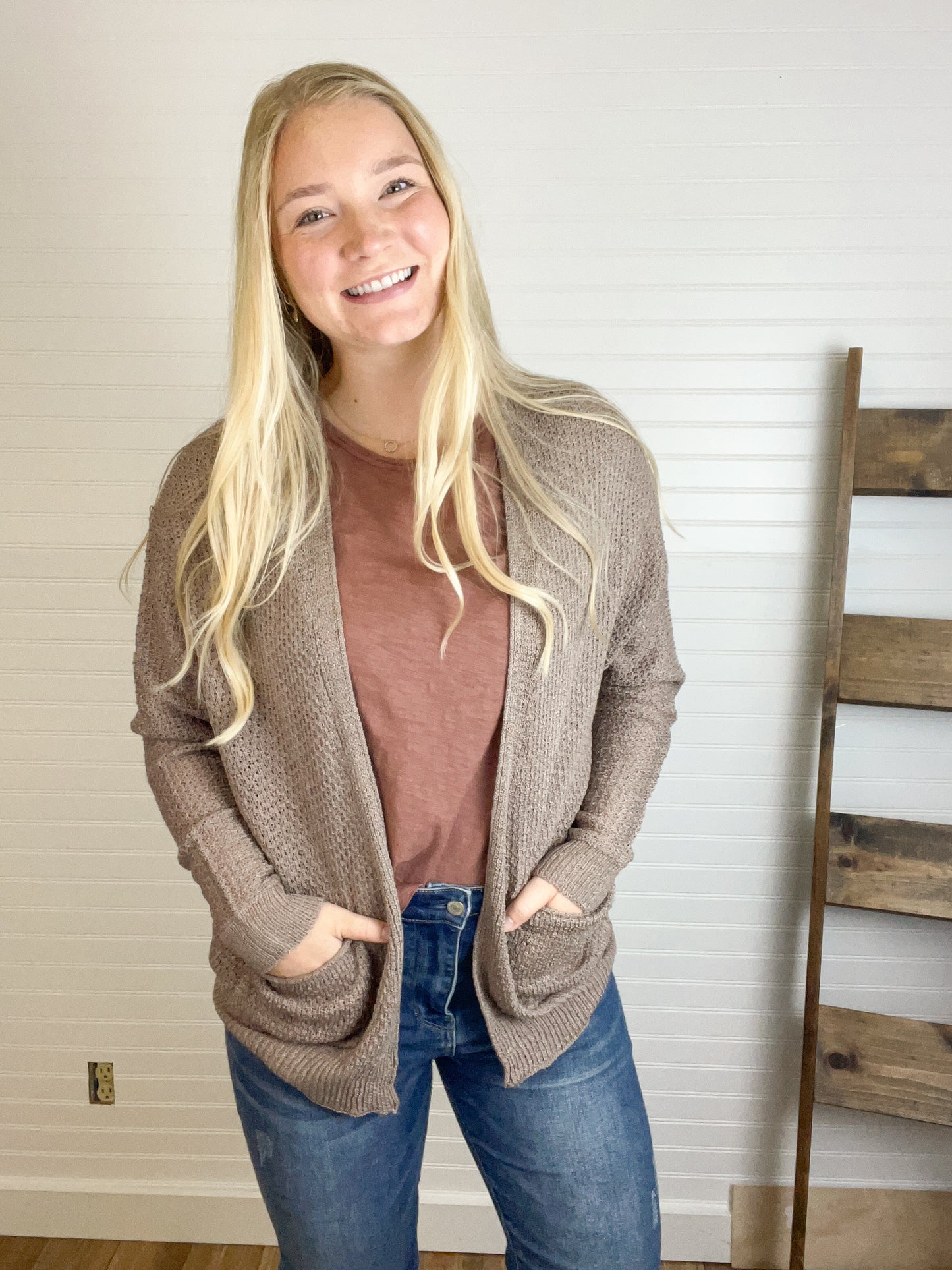 Crochet Knit Cardigan - Cocoa