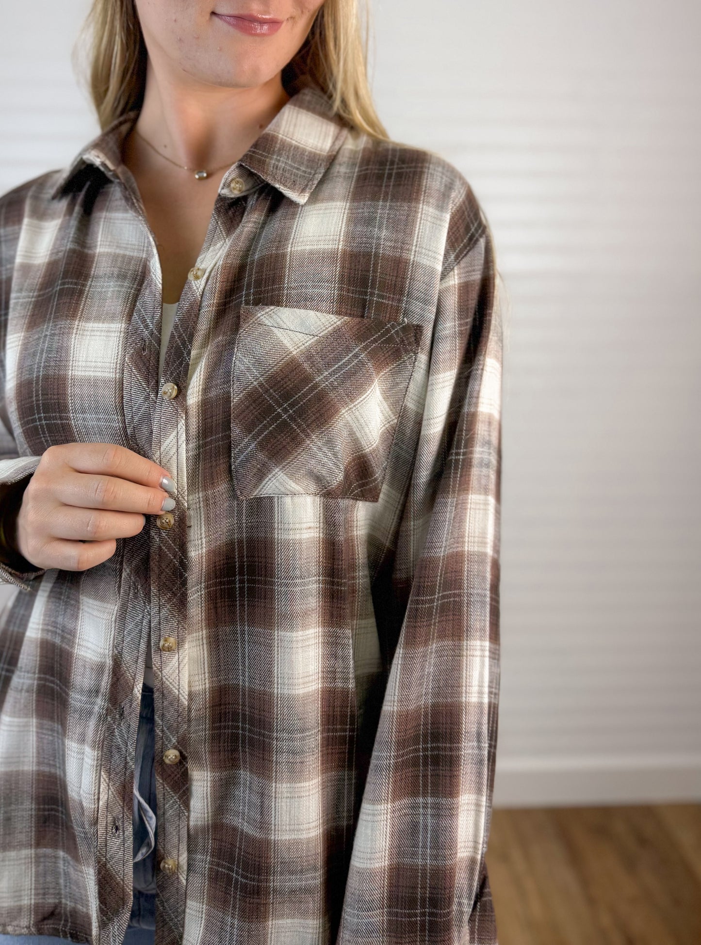 Plaid Flannel Long Sleeve - Chocolate