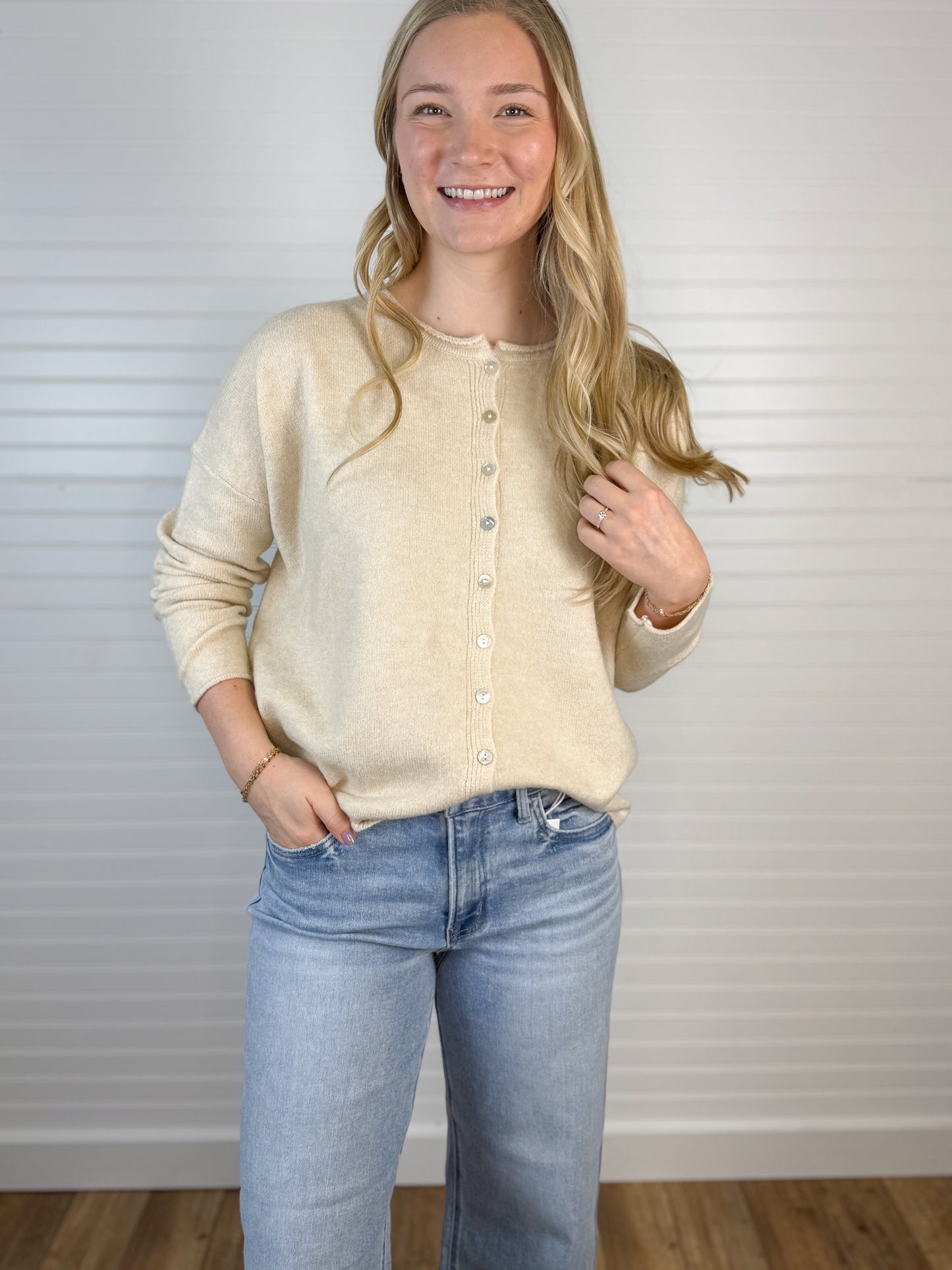 Button Down Cardigan - Oatmeal