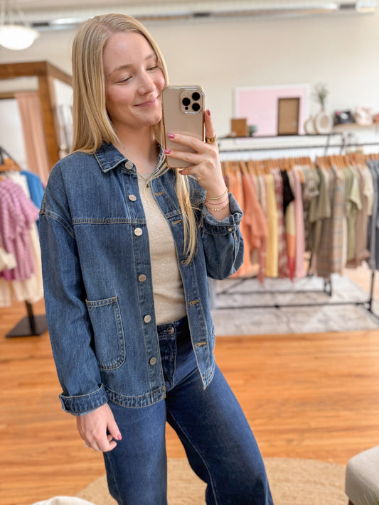 Relaxed Fit Denim Jacket - Dark Wash