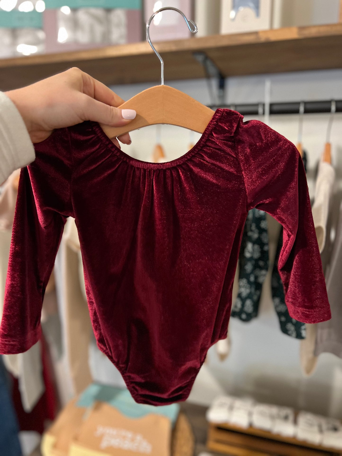 Livee Long Sleeve Leotard - Cranberry Velvet