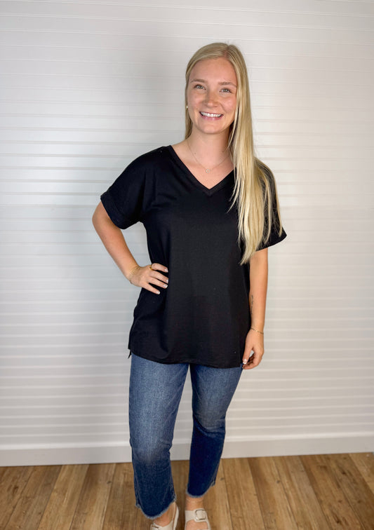 Brushed Side Slit Tee (2 colors)