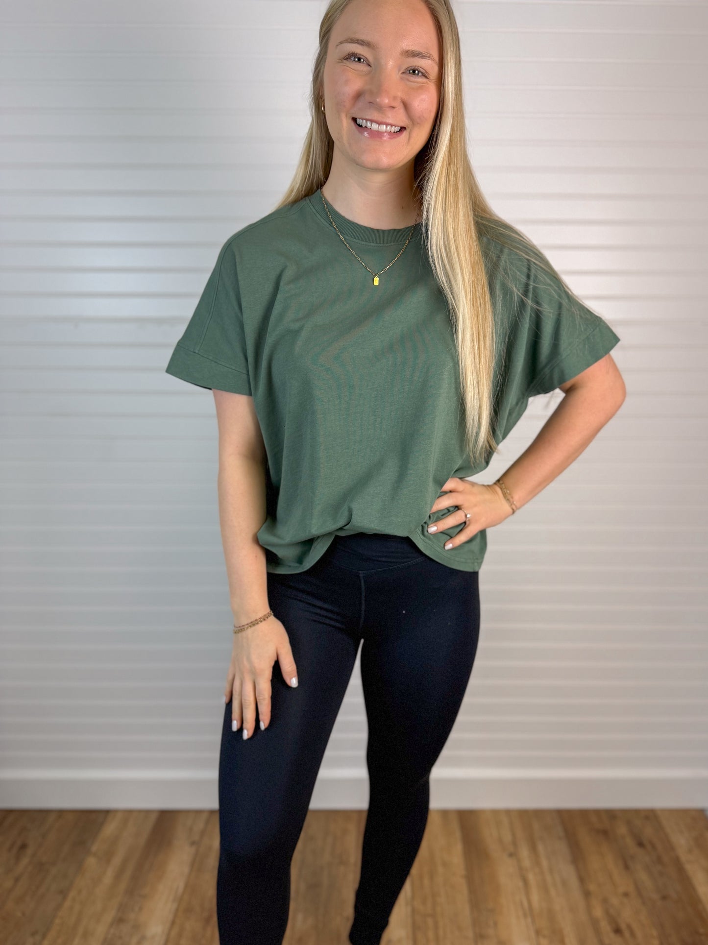 Pima Cotton Drape Tee - Hunter Green