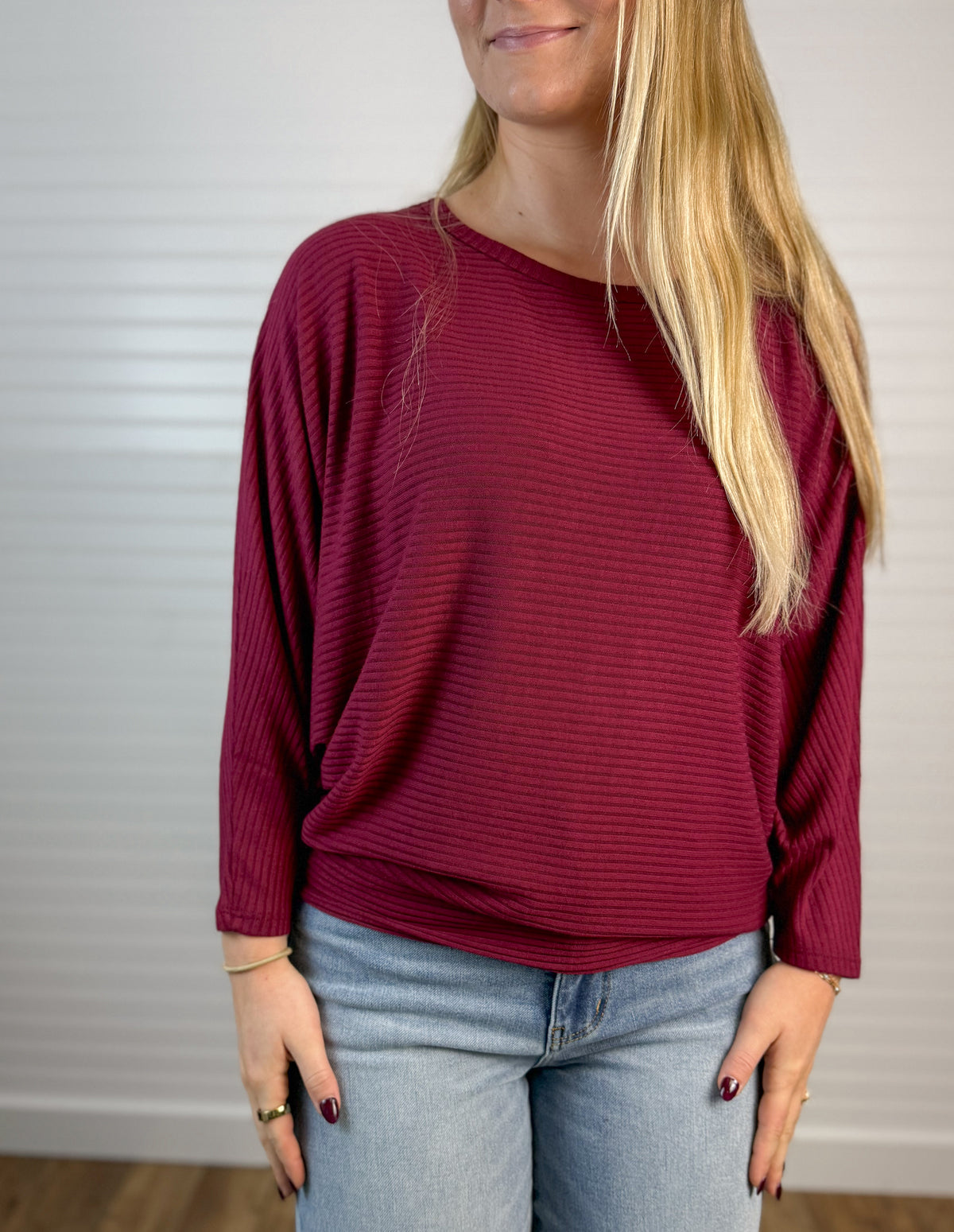 Lightweight Ribbed Dolman Top (2 colors)