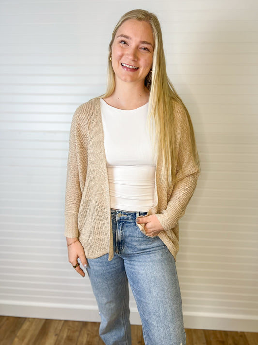 Dolman Sleeve Cardigan - Champagne