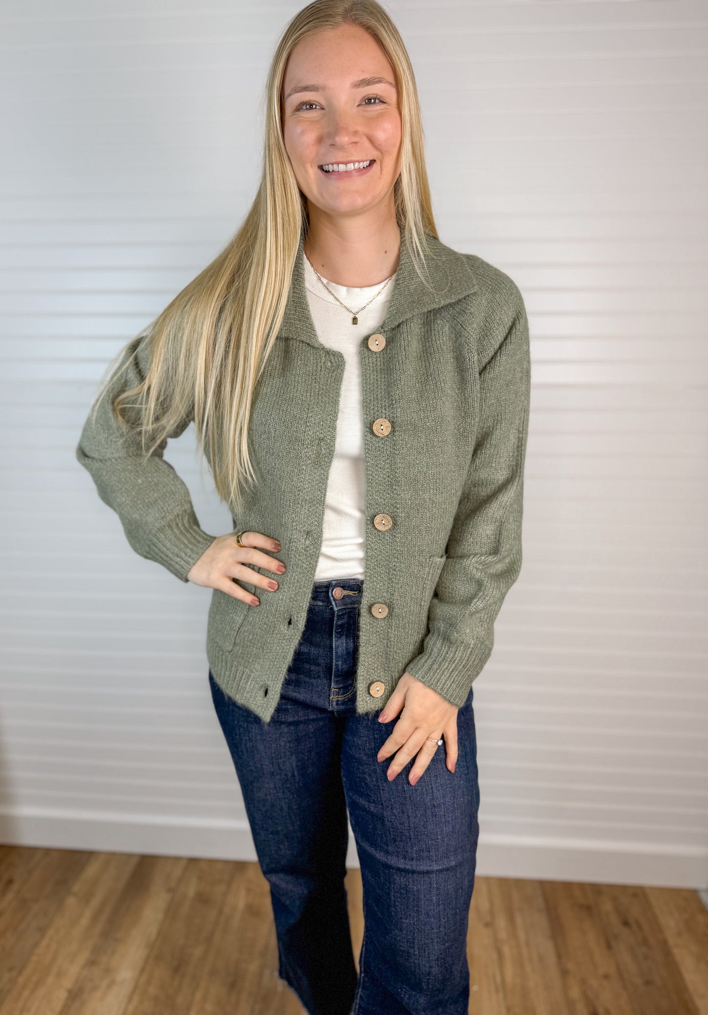 Chunky Sweater Jacket - Olive