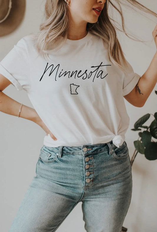 Minnesota Cursive Tee - White