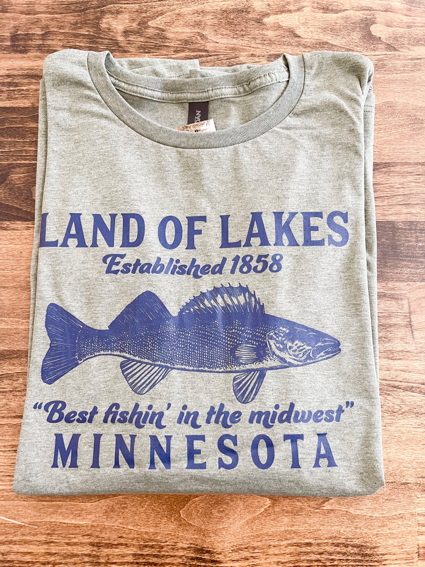 MN Walleye Tee - Heather Olive